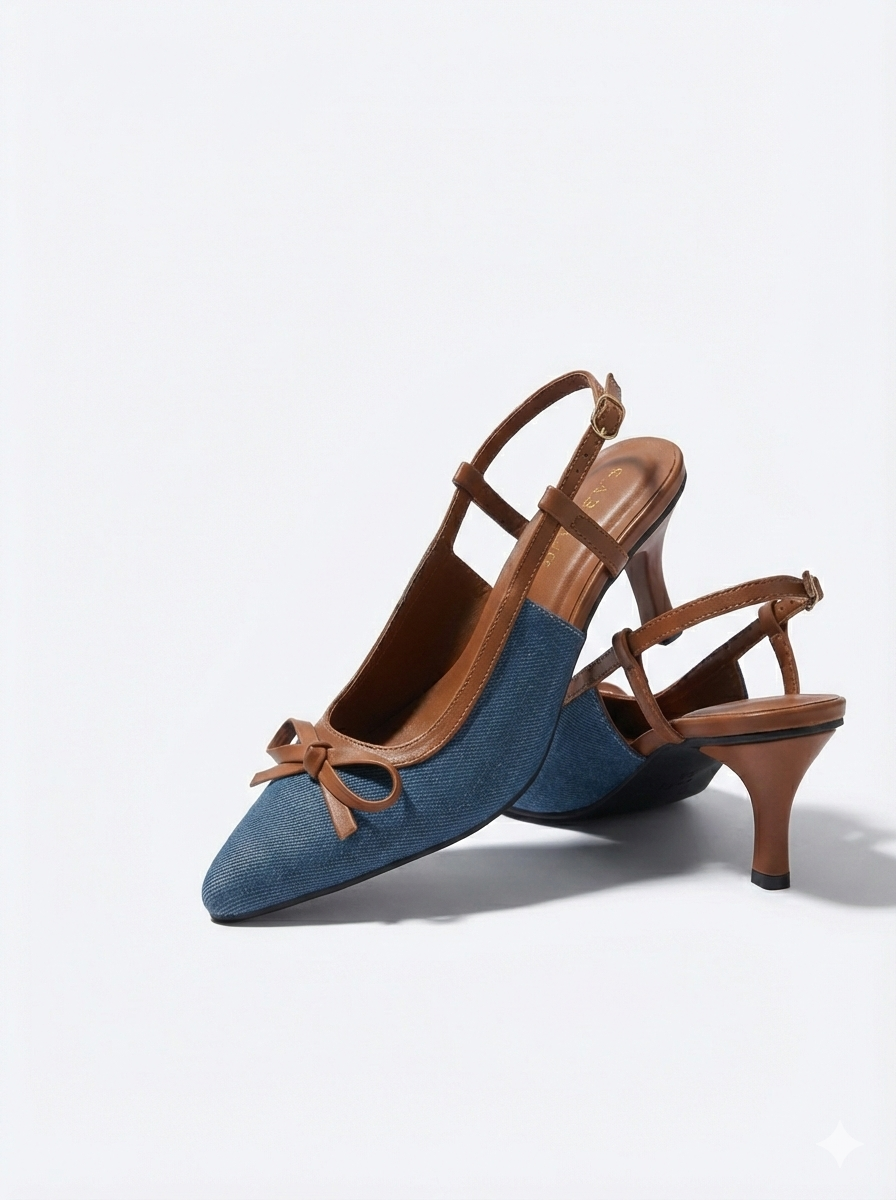 Denim Bow Heels B-H-018