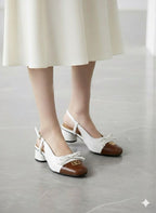 Two Slingback Pumps WHITE SG-041