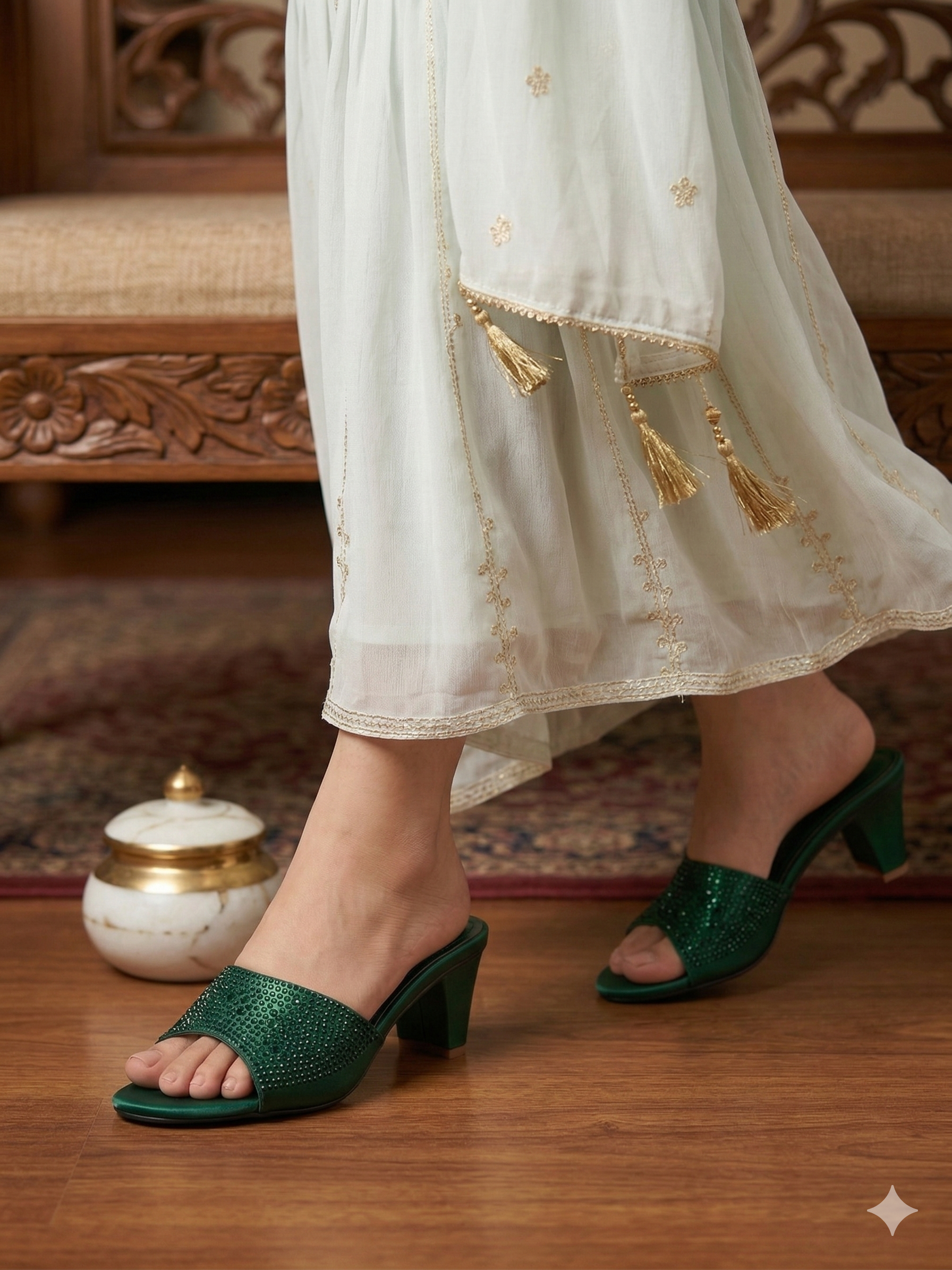Radiance Sparkle Block Mules B-H-020