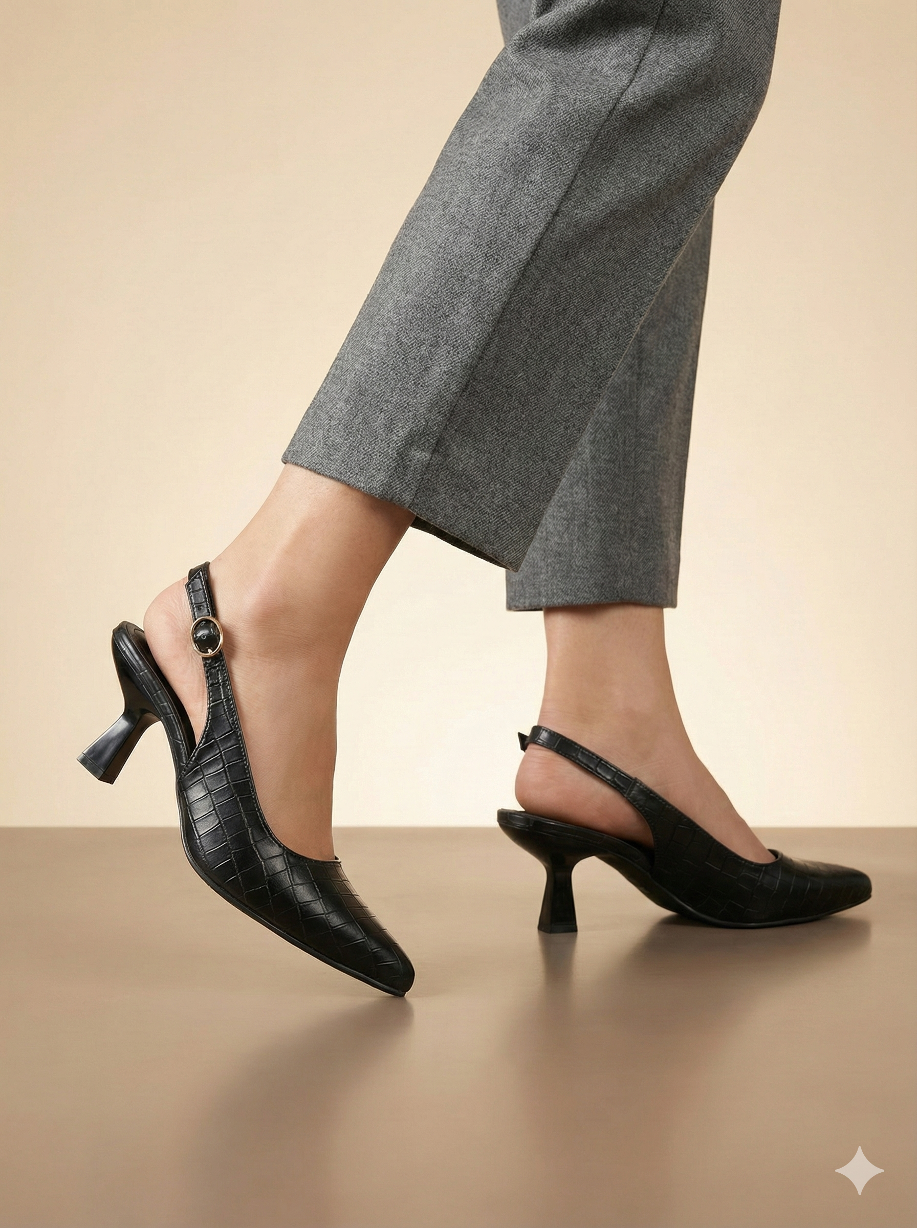 Riviera Crocodile Heels BLACK B-H-005
