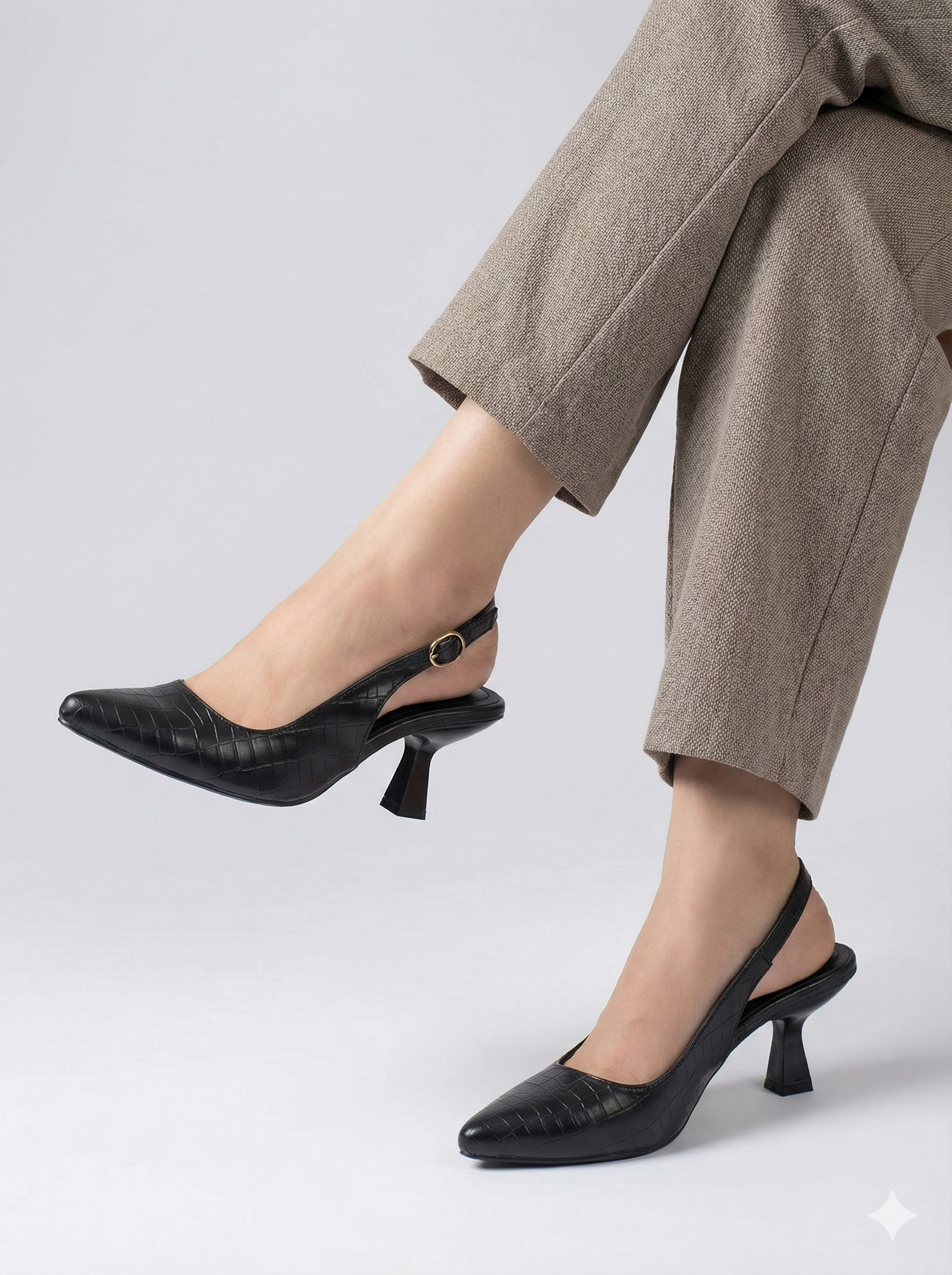 Riviera Crocodile Heels BLACK B-H-005