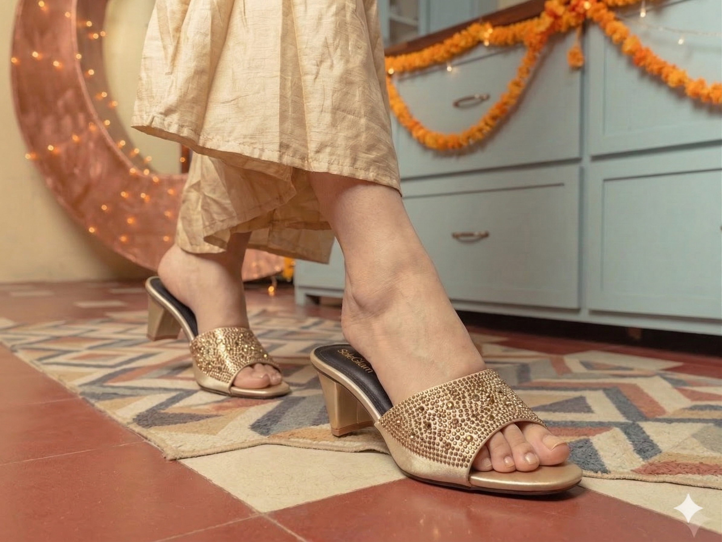 Radiance Sparkle Block Mules B-H-020
