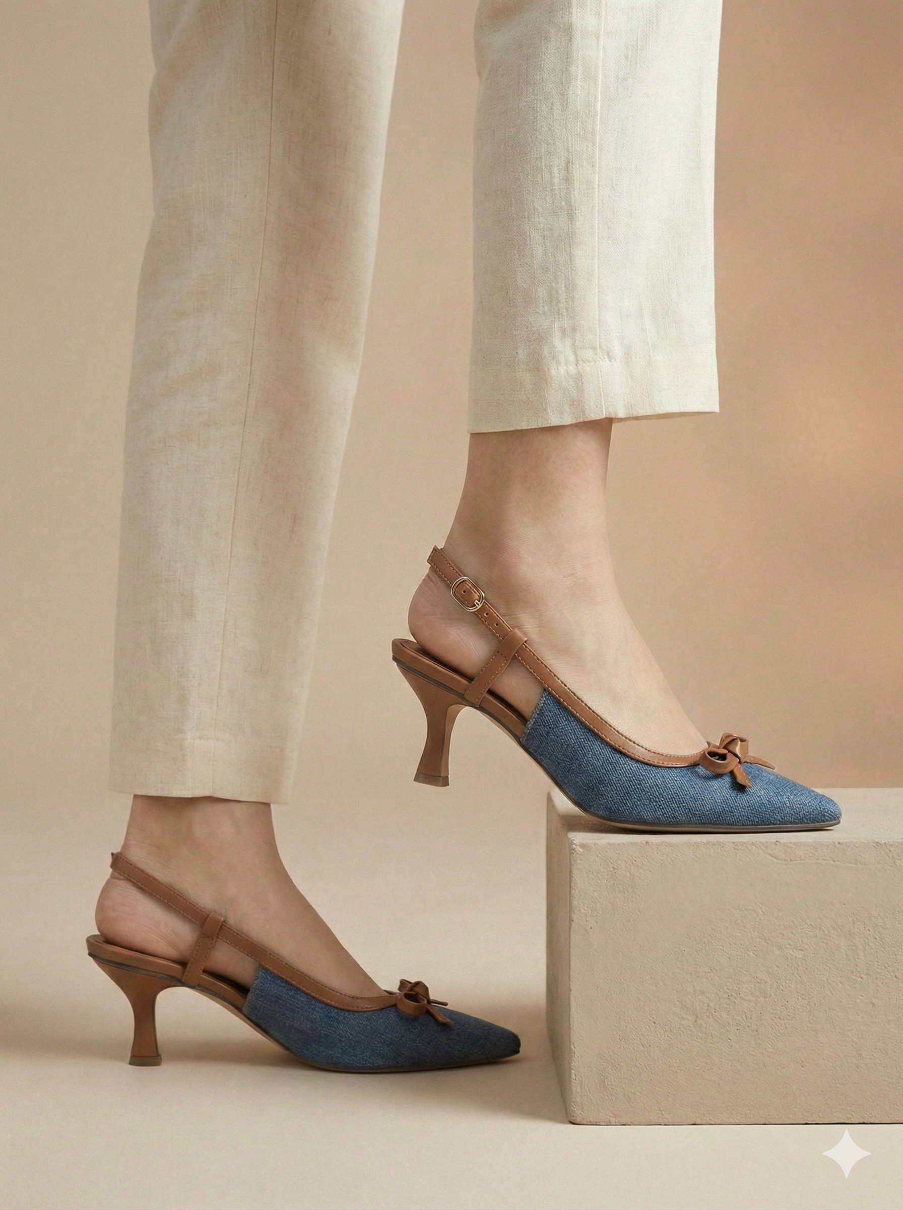 Denim Bow Heels B-H-018