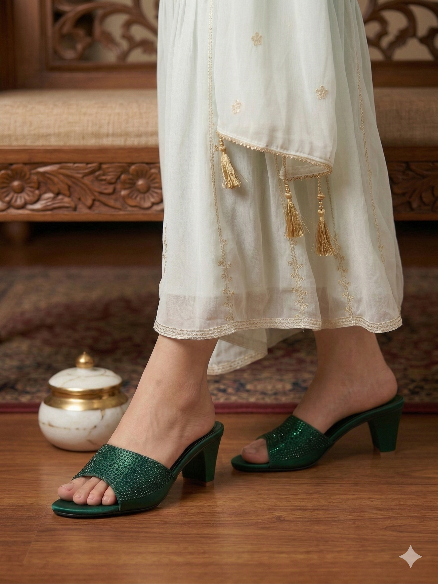 Radiance Sparkle Block Mules B-H-020