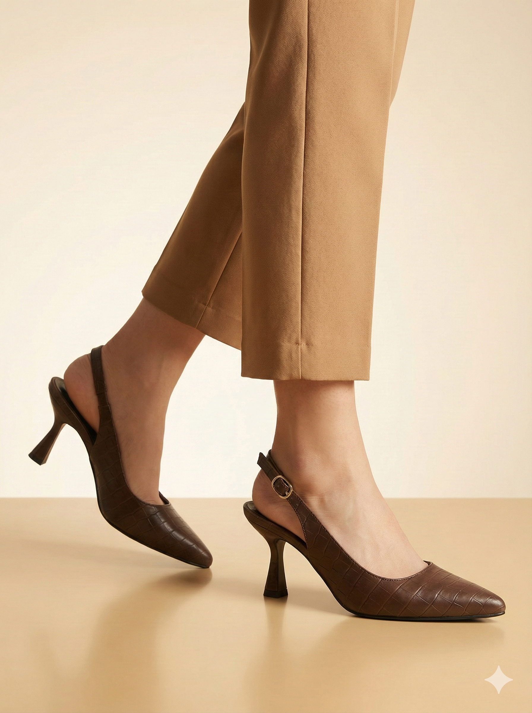 Riviera Crocodile Heel LIGHT BROWN B-H-005
