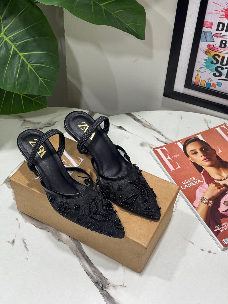 Pearlina Blossom Heels BLACK B-H-011