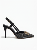 V-Rhinestones Heels BLACK SG-042