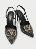 V-Rhinestones Heels BLACK SG-042
