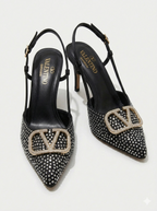 V-Rhinestones Heels BLACK SG-042